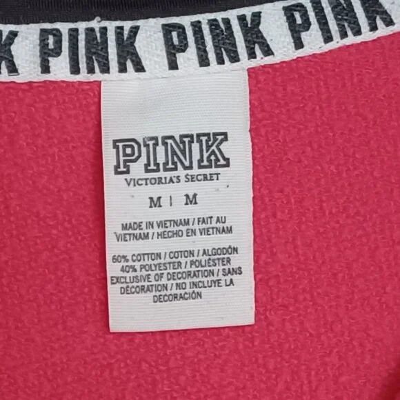 Women's Victoria's Secret Pink 3/4 Zipper Pull Over w/ Kangaroo Pocket Size Med - Picture 7 of 8